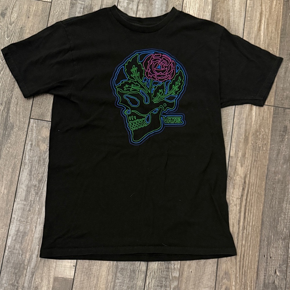 Vans Black Tee with Colorful Skull Design